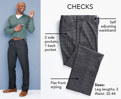 Check Trouser With Hidden Stretch Waist